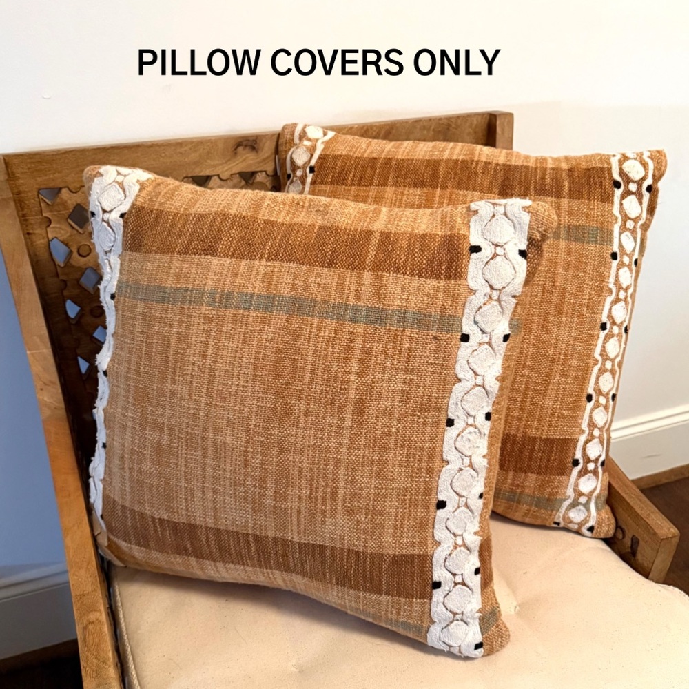 2x ARHAUS Cambria Boho Stripe Geometric Pattern 20” Throw Pillows *COVERS ONLY*